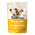 PetAmaze All in One Daily Chews, duck flavour, 60 chews with probiotics, omega-3, vitamins and minerals for dogs