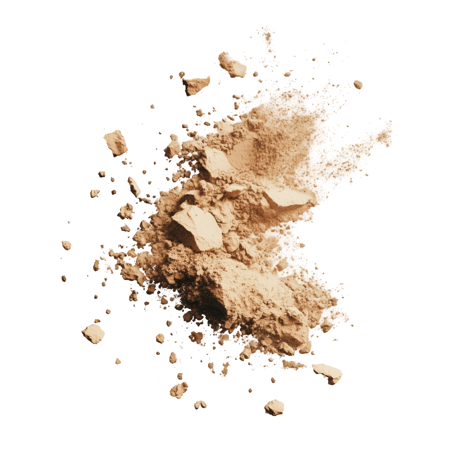 Beige powder on a white background