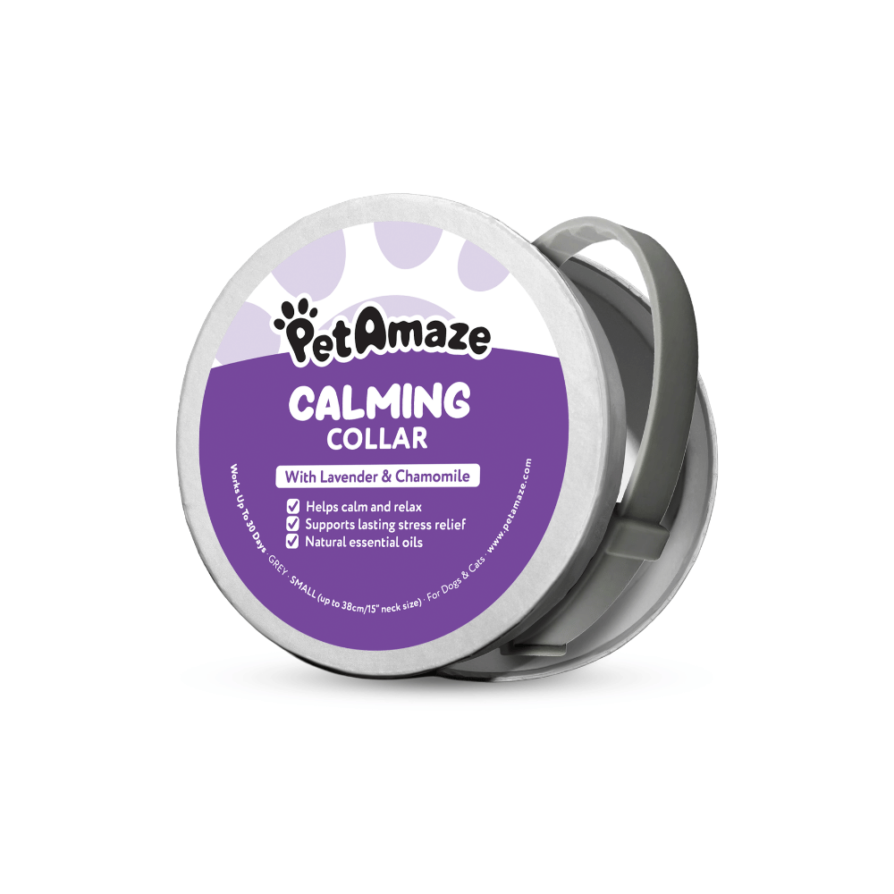 PetAmaze calming collar packaging on a white background