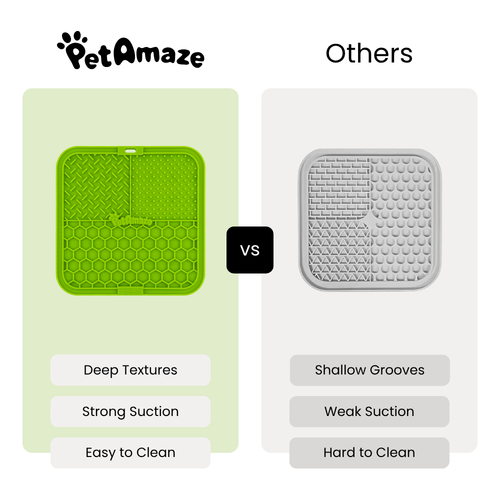 Comparison between PetAmaze lick mat and others