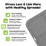 Grey lick mat close up showing textured zones for slow feeding calming licking mental enrichment grooming distraction and travel settling