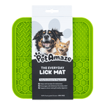 PetAmaze Everyday Lick Mat, green silicone enrichment mat for dogs and cats, promotes slow feeding and calm behaviour