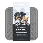 PetAmaze Everyday Lick Mat, grey silicone enrichment mat for dogs and cats, promotes slow feeding and calm behaviour 