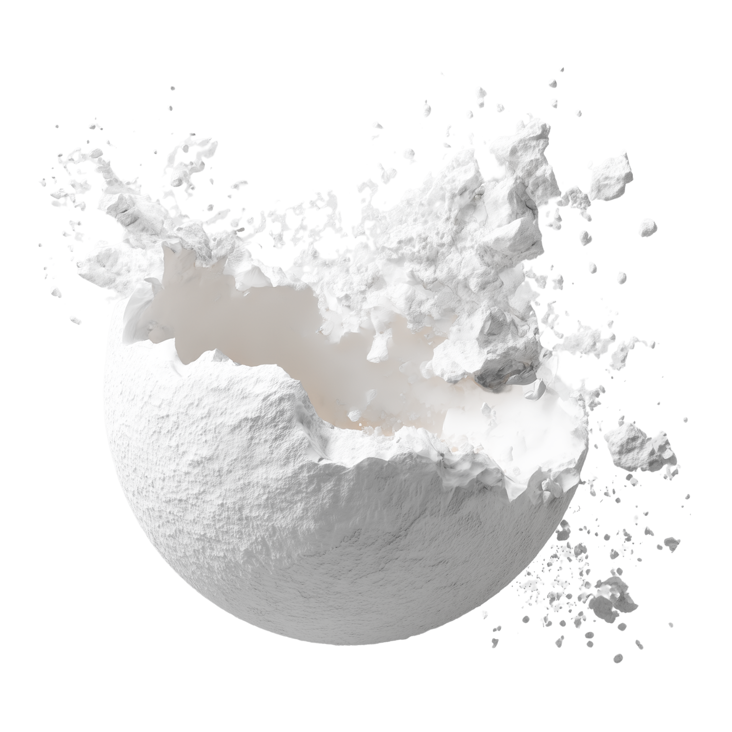 White powder crumbling on a white background