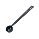 Black measuring spoon with PetAmaze branding on a transparent background