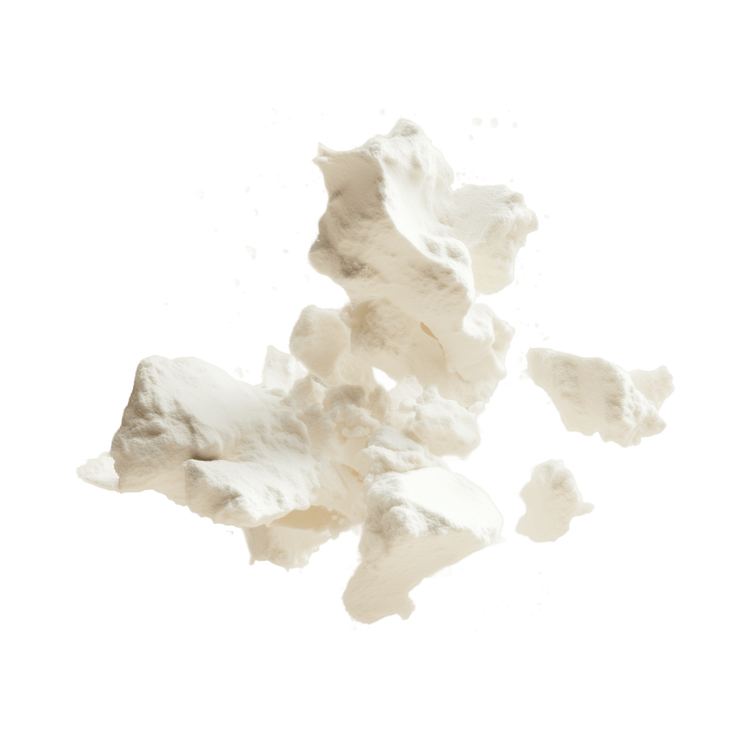 White powder on a transparent background