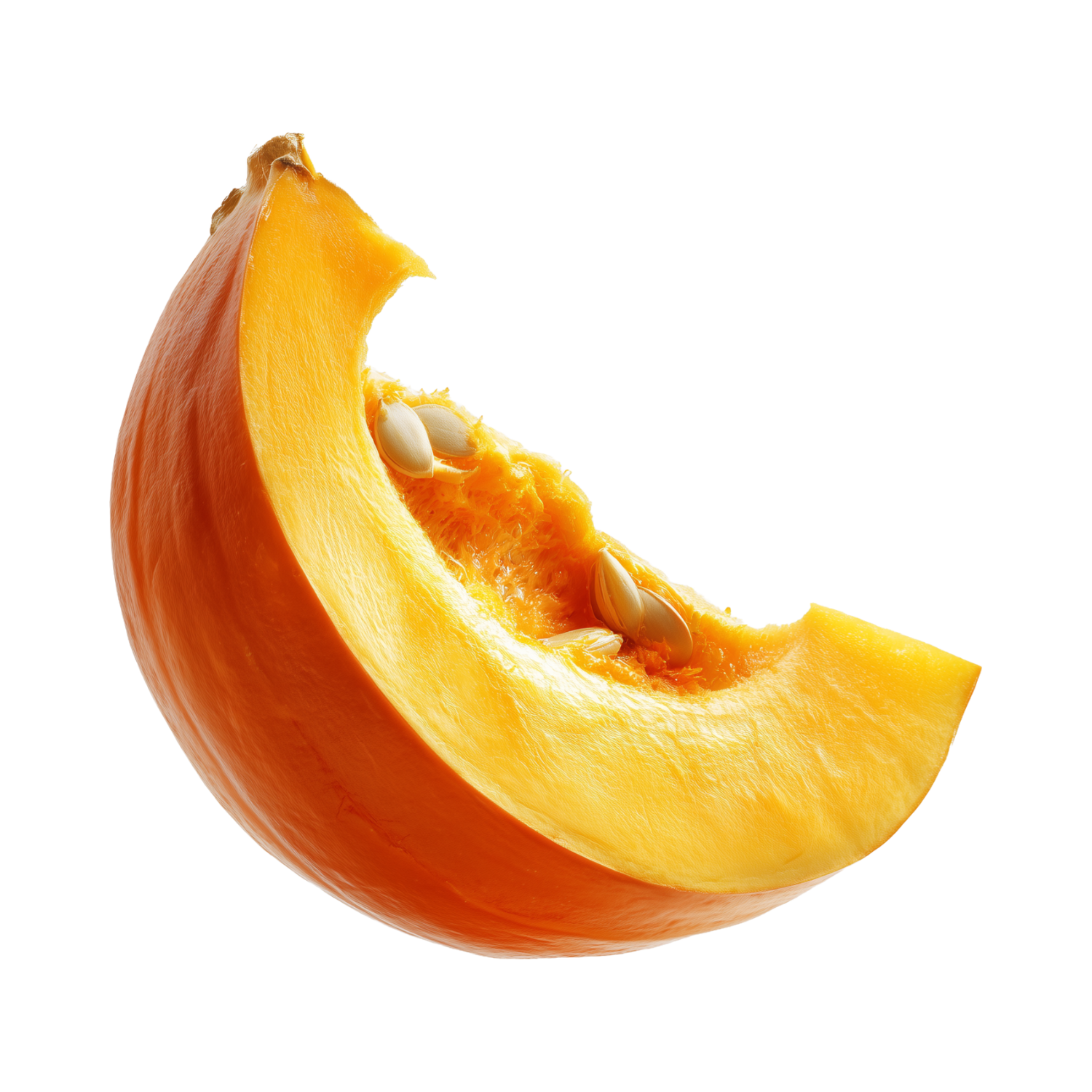 Sliced pumpkin on a clear background