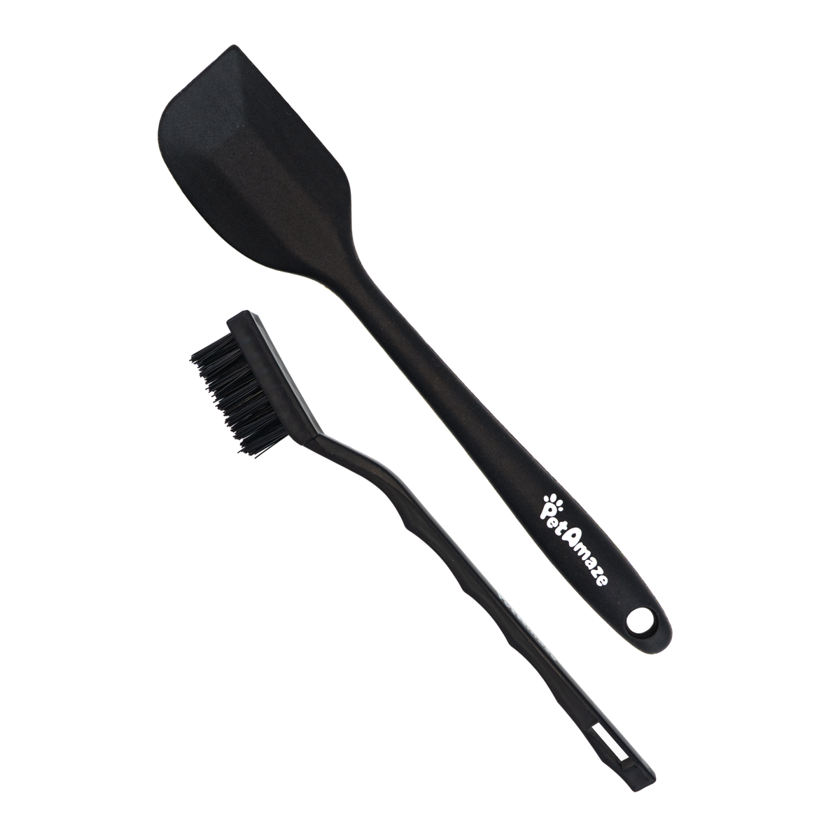 PetAmaze spatula and cleaning brush set for pet lick mats, tools for spreading treats and scrubbing textured grooves