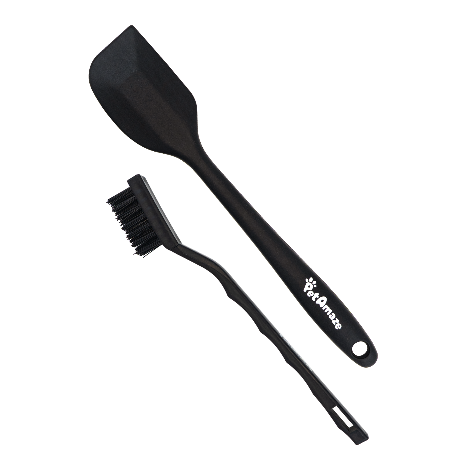 PetAmaze spatula and cleaning brush set for pet lick mats, tools for spreading treats and scrubbing textured grooves