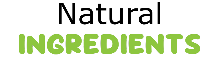 Text 'Natural INGREDIENTS' in black and green on a white background